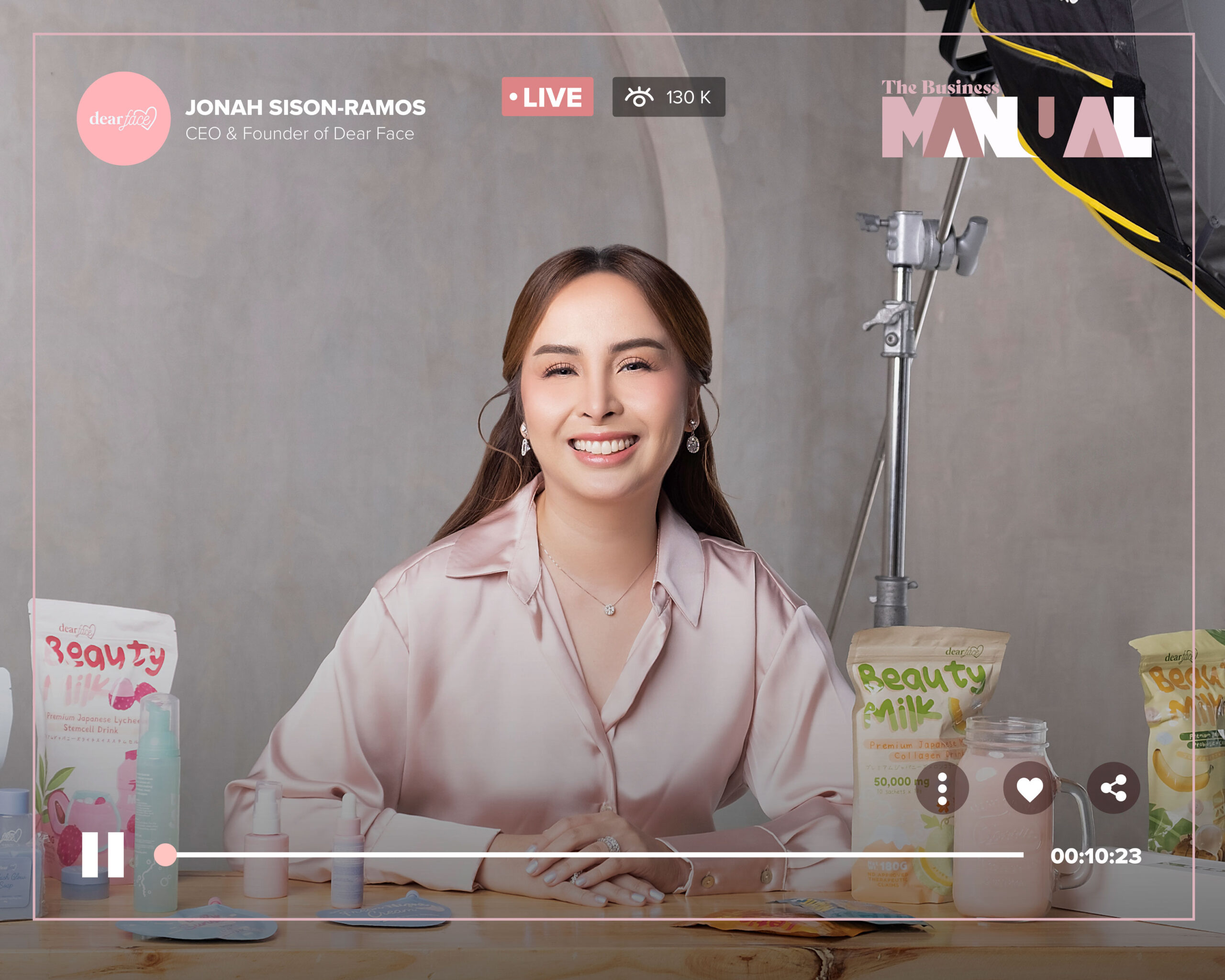 Jonah Sison-Ramos live selling Dear Face Beauty Milk products