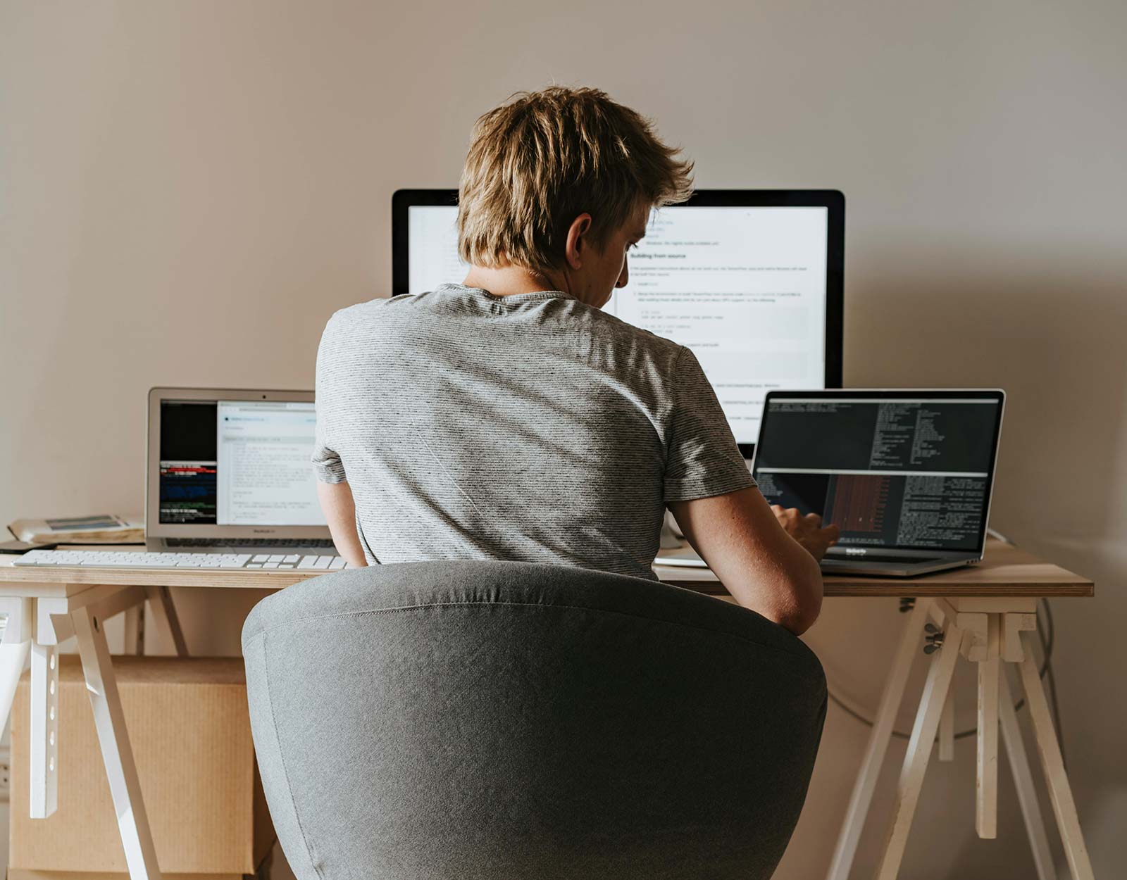 Employee on a hybrid work or remote work setup